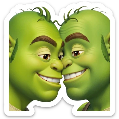 Two kissing Shreks sticker