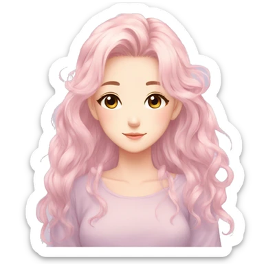 Gorgeous Beautiful Anime-Pastel-Girl with pretty hair aesthetic sticker