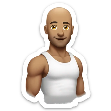 bald muscular boys in tank tops white male sticker