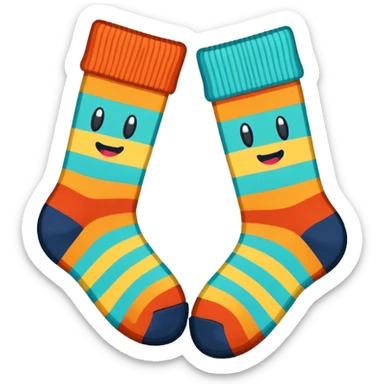 A pixel art emoji of a pair of socks in a retro 16x16 or 32x32 pixel style, using a limited color palette sticker
