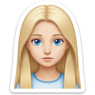 Straight long blonde hair and blue eyes girl sticker
