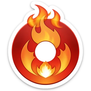 A minimalist CD disc with a subtle fire design, red flames sticker