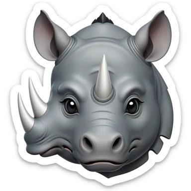 cinematic-noble--rhinoceros-portrait-emoji,slate-grey-hide-poised-and-regal,-with-a-massive,-powerful-build-and-a-thick,--deep-set-soulful-piercing-eyes,-simplified-yet-sharp-and-sophisticated-features,-highly-detailed,-large-black-eyes, white horn sticker