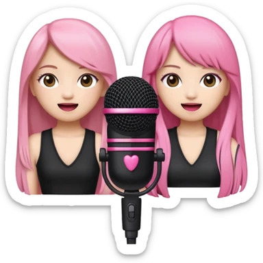 BLACKPINK-inspired emoji with black and pink microphone, musical and fun style sticker