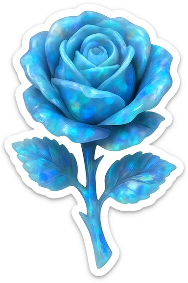 blue Opal crystal rose flower, remove background sticker