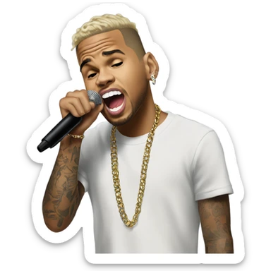 Hyper Realistic Chris Brown singing to Karruche  sticker
