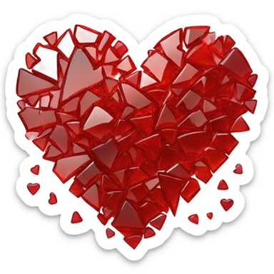 broken glass red heart full of broken red glass sticker
