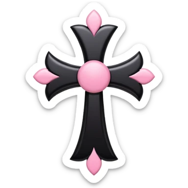 realistic 3d soft cute black pink goth cross , no woman sticker