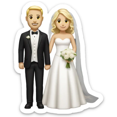 Bride with groom, both have light skin, bride is blond, groom is brown hair sticker