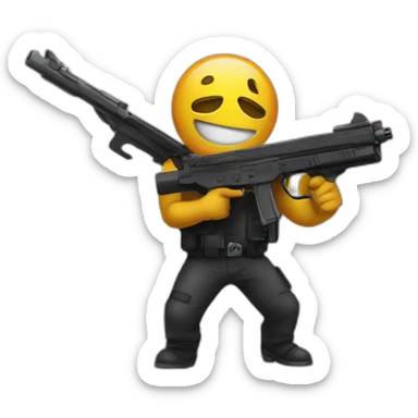 A emoji with a gun sticker