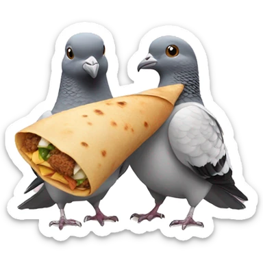 2 pigeons with a burrito sticker