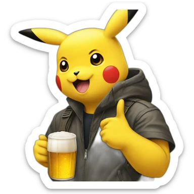 pikachu raver with 86-beer sticker