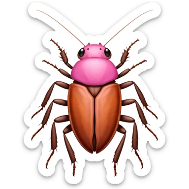 cockroach with pink ribbon pookie sticker