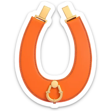horseshoe, 3D, Hermès orange leather, gold accents, luxury, no text sticker
