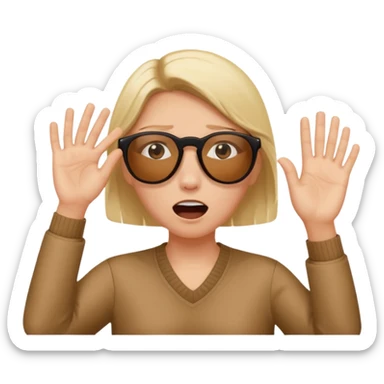 shocked face but using one hand to pull sunglasses off. only half of their eyes will be visible
 shocked face but using one hand to pull sunglasses off. only half of their eyes will be visible sticker