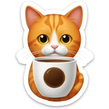 orange cat with coffee sticker