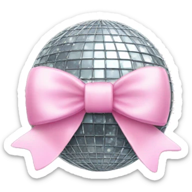discoball with a light pink bow on top sticker