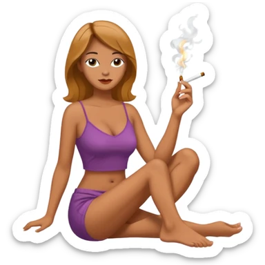 femme pieds nus qui fume sticker