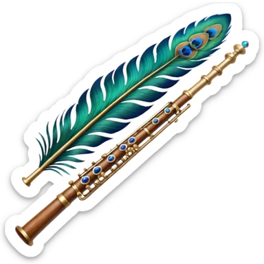 Create a emoji of krishnas peacock feather and flute sticker