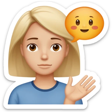 no worries emoji, relaxed and reassuring expression, with a speech bubble saying 'no worries' sticker