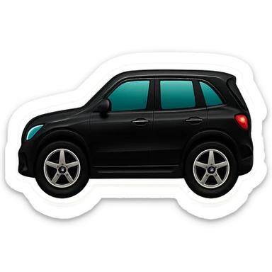 Edit the Mercedes GLE SUV to show it in a pure side view with only the side visible, no front or rear. Maintain the cute, compact emoji style with glossy black paint and blue-tinted windows. Keep the rounded, soft features and no background. sticker