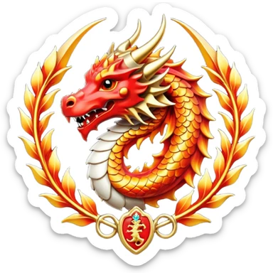 Simple fiery royal Dragon crest/brosch sticker