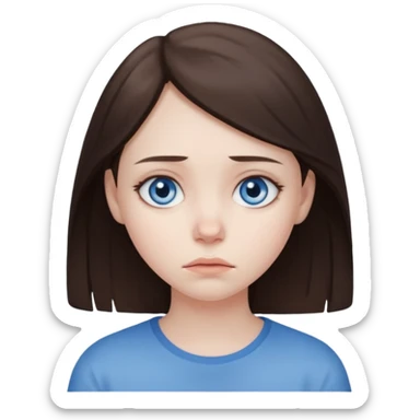 sad brunette blue eyed girl  sticker