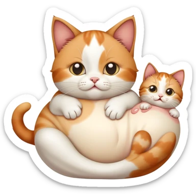 Goofy cat fat kitten giving birth sticker