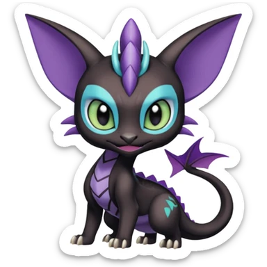 Meloetta-Purrloin-Spyro-Toothless-Stitch-Pokémon-Fakémon-creature-hybrid sticker