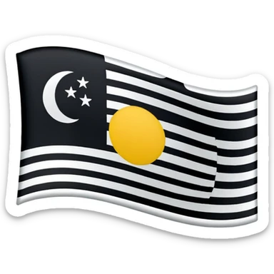 A simple flag with three black horizontal lines and three white horizontal lines, no stars and no moon sticker