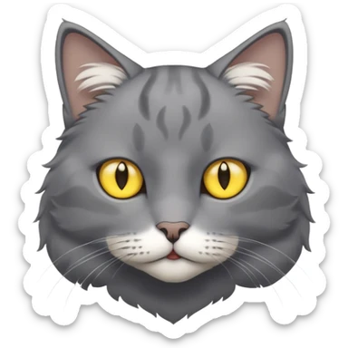 A gray cat with yellow eyes named max he is very cute and has a white spot on his neck he is a boy sticker