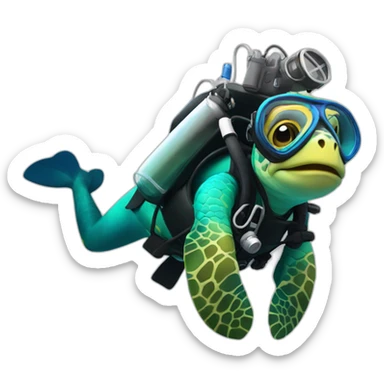 scuba diver, hawaiian sea turtle sticker