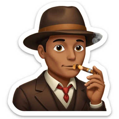 a shadowy face smoking a cigar sticker