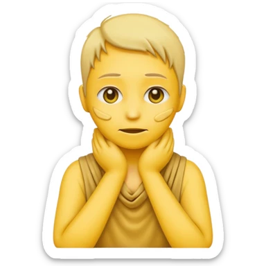 a non human yellow emoji with hands around neck wanting to die sticker