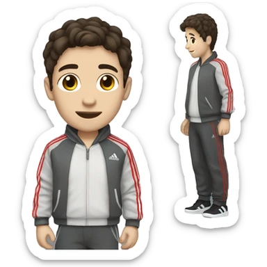 brunette boy with adidas trousers  sticker