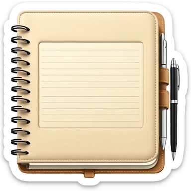 daily planner agenda cream leather with open page and pen with notes sticker