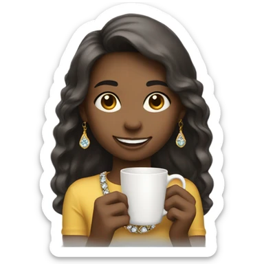 smiling girl with jewelry cup sticker