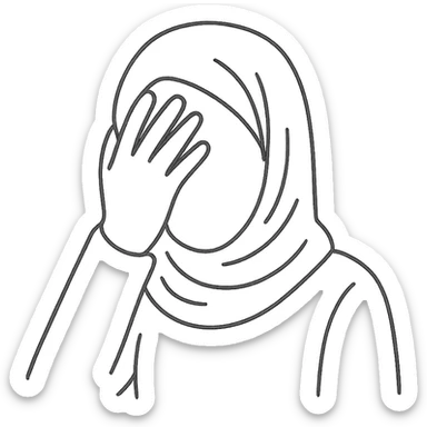 hand-drawn outlined icon of woman in hijab facepalming sticker