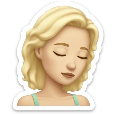 sleeping girl blonde hair laying on her side sticker