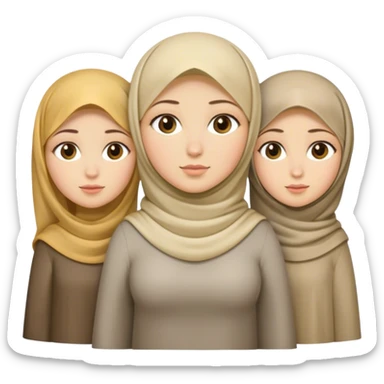 üç kız kardeş biri uzun kumral biri kısa boylu esmer ve biri de orta boylu biraz kilolu ve hijablı sarışın sticker
