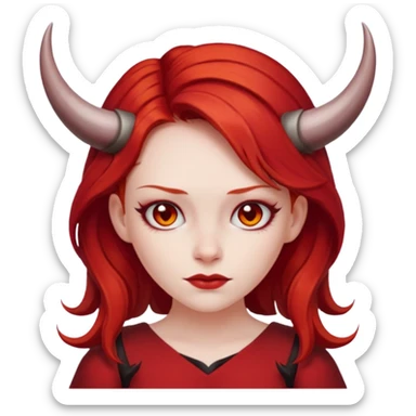 Red hair girl with evil horns and red dress sticker