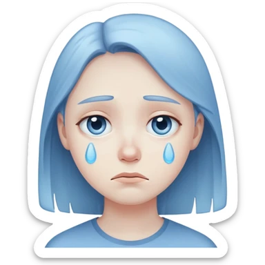 depression sad face blue tones subtle tears sticker