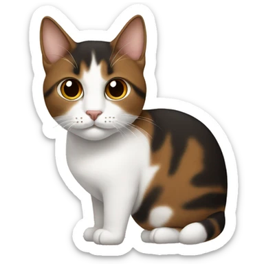 Cat has a brown and black hair but mostly brown and in white neck  sticker