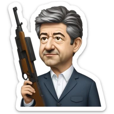 jean-luc mélenchon avec un famas sticker