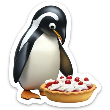 A penguin eating pie  sticker