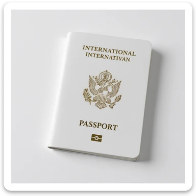 realistic stock photo style white international passport on white background with soft shadows, no decoration sticker