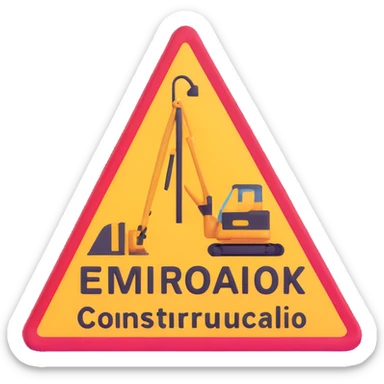 construction sign with 'em construção' text, animated effect, lights or tools suggesting movement sticker