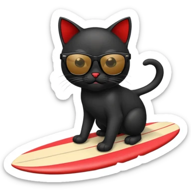 a bad kitty on the waves. make the cat look devlishish with a pair of black ray bans wayfers on. surfing  sticker