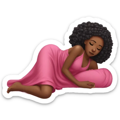 a black woman laying on the floor, red braids sick, pink gown sticker