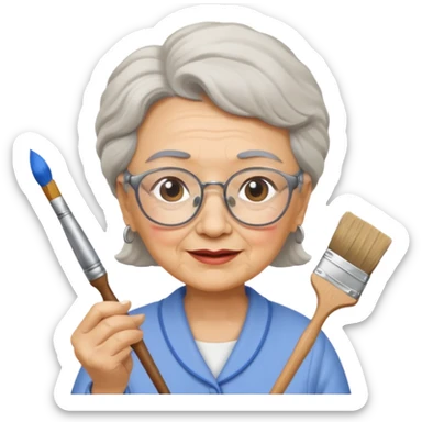 Grandma is painting an house sticker